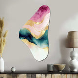 Abstract Geode Marble Waves Pink III - Asymmetric Metal Wall Art