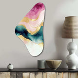 Abstract Geode Marble Waves Pink III - Asymmetric Metal Wall Art