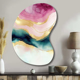 Abstract Geode Marble Waves Pink III - Asymmetric Metal Wall Art