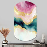 Abstract Geode Marble Waves Pink III - Asymmetric Metal Wall Art