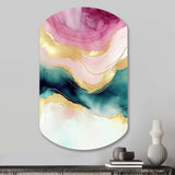 Abstract Geode Marble Waves Pink III - Asymmetric Metal Wall Art