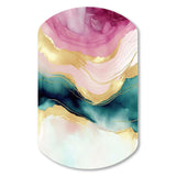 Abstract Geode Marble Waves Pink III - Asymmetric Metal Wall Art