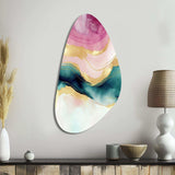 Abstract Geode Marble Waves Pink III - Asymmetric Metal Wall Art