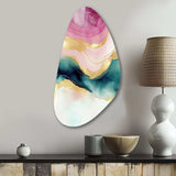 Abstract Geode Marble Waves Pink III - Asymmetric Metal Wall Art