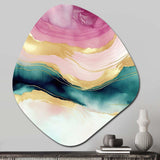 Abstract Geode Marble Waves Pink III - Asymmetric Metal Wall Art