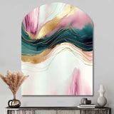 Abstract Geode Pink And Green Marble III - Asymmetric Metal Wall Art