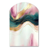 Abstract Geode Pink And Green Marble III - Asymmetric Metal Wall Art