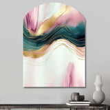 Abstract Geode Pink And Green Marble III - Asymmetric Metal Wall Art