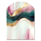 Abstract Geode Pink And Green Marble III - Asymmetric Metal Wall Art