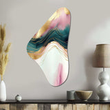 Abstract Geode Pink And Green Marble III - Asymmetric Metal Wall Art