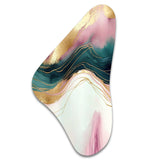 Abstract Geode Pink And Green Marble III - Asymmetric Metal Wall Art