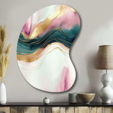 Abstract Geode Pink And Green Marble III - Asymmetric Metal Wall Art