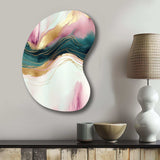 Abstract Geode Pink And Green Marble III - Asymmetric Metal Wall Art