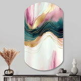 Abstract Geode Pink And Green Marble III - Asymmetric Metal Wall Art