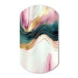 Abstract Geode Pink And Green Marble III - Asymmetric Metal Wall Art