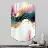 Abstract Geode Pink And Green Marble III - Asymmetric Metal Wall Art