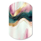 Abstract Geode Pink And Green Marble III - Asymmetric Metal Wall Art