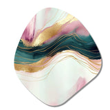 Abstract Geode Pink And Green Marble III - Asymmetric Metal Wall Art