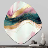 Abstract Geode Pink And Green Marble III - Asymmetric Metal Wall Art