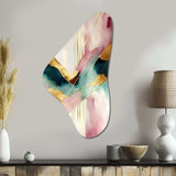 Abstract Geode Geometric Pink And Green III - Asymmetric Metal Wall Art