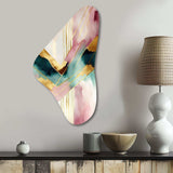 Abstract Geode Geometric Pink And Green III - Asymmetric Metal Wall Art