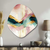 Abstract Geode Geometric Pink And Green III - Asymmetric Metal Wall Art