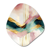 Abstract Geode Geometric Pink And Green III - Asymmetric Metal Wall Art