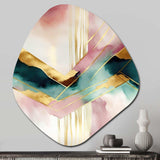 Abstract Geode Geometric Pink And Green III - Asymmetric Metal Wall Art