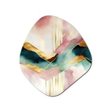 Abstract Geode Geometric Pink And Green III - Asymmetric Metal Wall Art