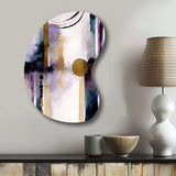 Abstract Geode Geometric Purple And Gold II - Asymmetric Metal Wall Art