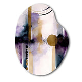 Abstract Geode Geometric Purple And Gold II - Asymmetric Metal Wall Art