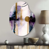 Abstract Geode Geometric Purple And Gold II - Asymmetric Metal Wall Art