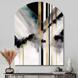 Abstract Geode Geometric Black And Gold I - Asymmetric Metal Wall Art