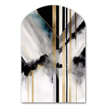 Abstract Geode Geometric Black And Gold I - Asymmetric Metal Wall Art