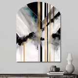 Abstract Geode Geometric Black And Gold I - Asymmetric Metal Wall Art