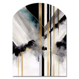 Abstract Geode Geometric Black And Gold I - Asymmetric Metal Wall Art