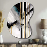 Abstract Geode Geometric Black And Gold I - Asymmetric Metal Wall Art