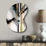 Abstract Geode Geometric Black And Gold I - Asymmetric Metal Wall Art