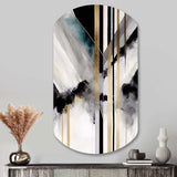 Abstract Geode Geometric Black And Gold I - Asymmetric Metal Wall Art