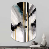 Abstract Geode Geometric Black And Gold I - Asymmetric Metal Wall Art