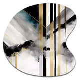 Abstract Geode Geometric Black And Gold I - Asymmetric Metal Wall Art