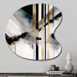 Abstract Geode Geometric Black And Gold I - Asymmetric Metal Wall Art