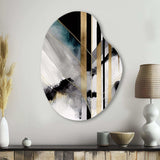 Abstract Geode Geometric Black And Gold I - Asymmetric Metal Wall Art