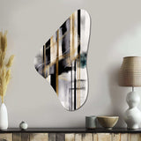 Abstract Geode Geometric Black And Gold II - Asymmetric Metal Wall Art