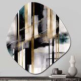 Abstract Geode Geometric Black And Gold II - Asymmetric Metal Wall Art