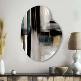 Abstract Geode Geometric Black And Gold III - Asymmetric Metal Wall Art