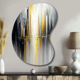 Abstract Geometric Black And Yellow II - Asymmetric Metal Wall Art