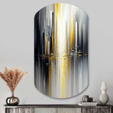 Abstract Geometric Black And Yellow II - Asymmetric Metal Wall Art