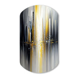 Abstract Geometric Black And Yellow II - Asymmetric Metal Wall Art