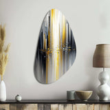 Abstract Geometric Black And Yellow II - Asymmetric Metal Wall Art